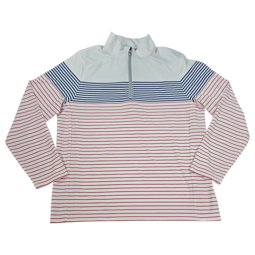 Vineyard Vines Men LG On Go Sankaty Qtr Zip Long Sleeve Pullover Red White Blue